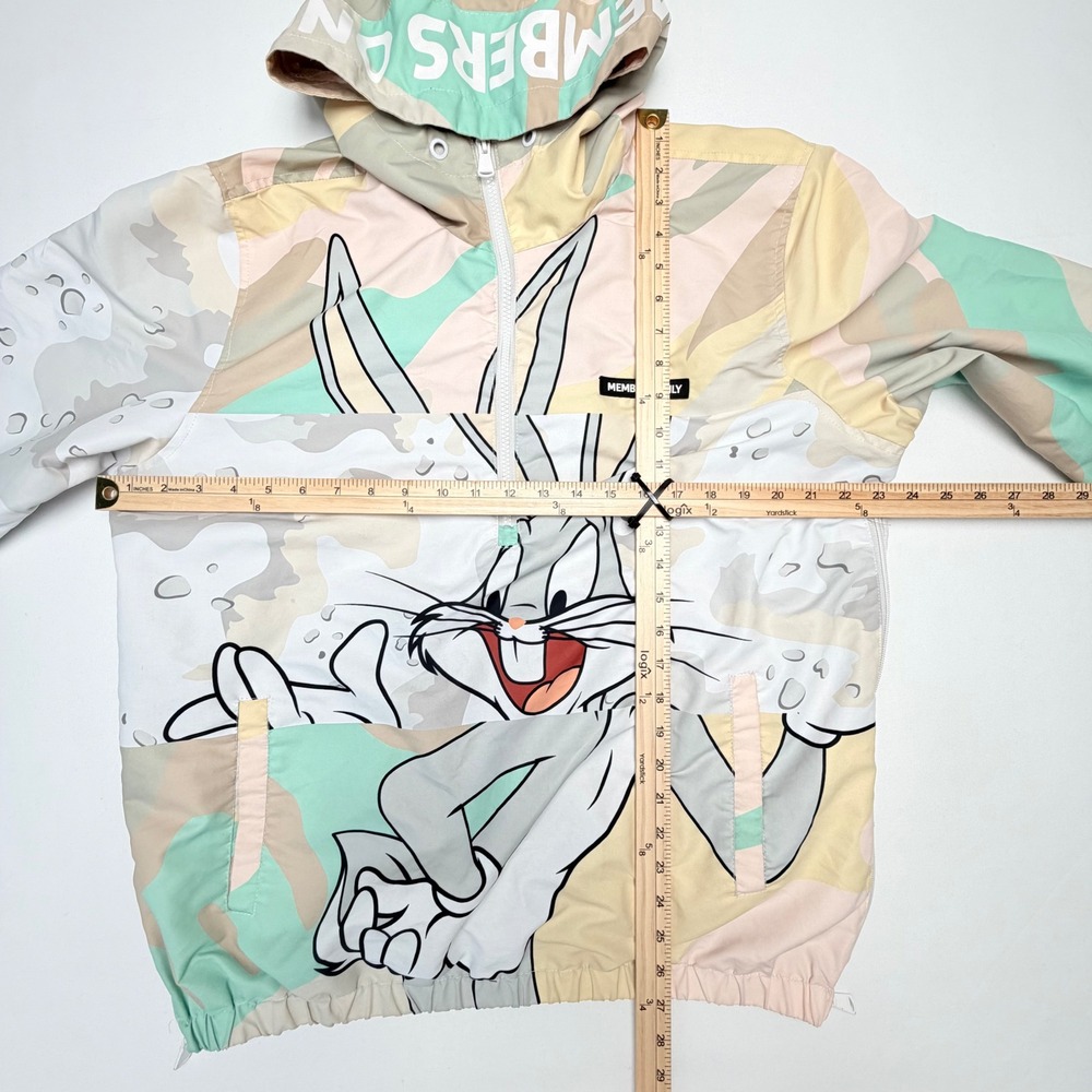 Members Only Looney Tunes Large Pastel Camo Windbreaker Jacket Mens Bugs Bunny - Picture 5 of 12